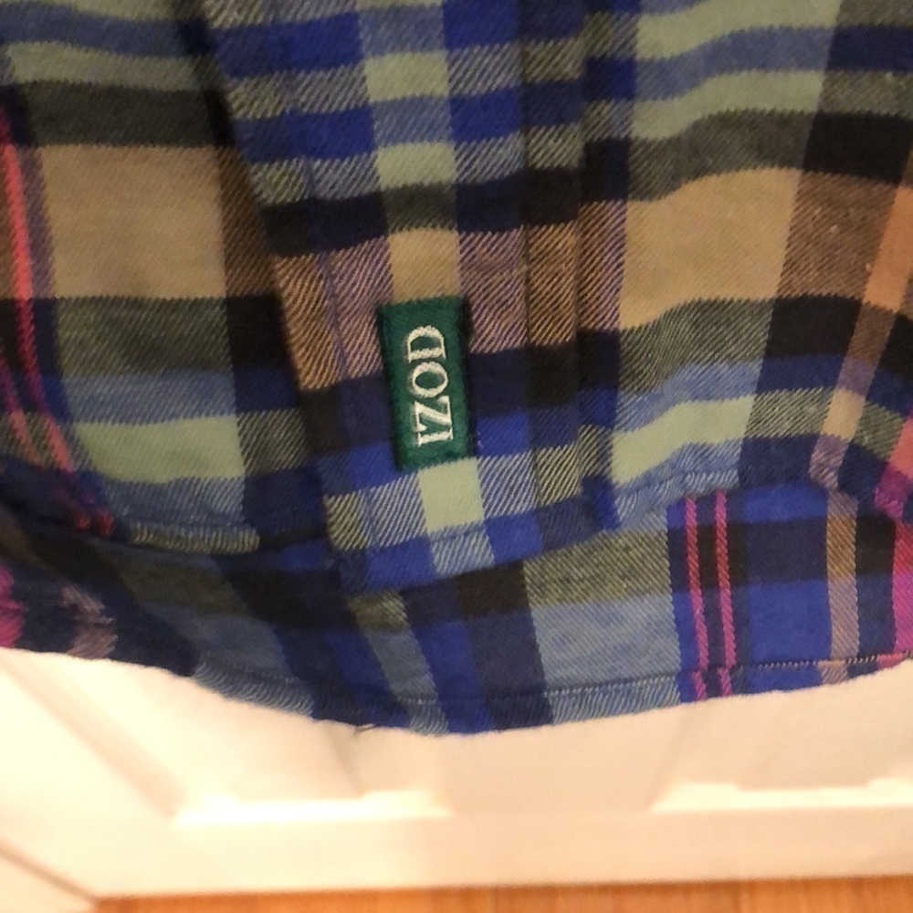 IZOD Flannel Shirt Medium Cotton Short Sleeev Pit to Pit 22 1/2” Preworn - Picture 8 of 14